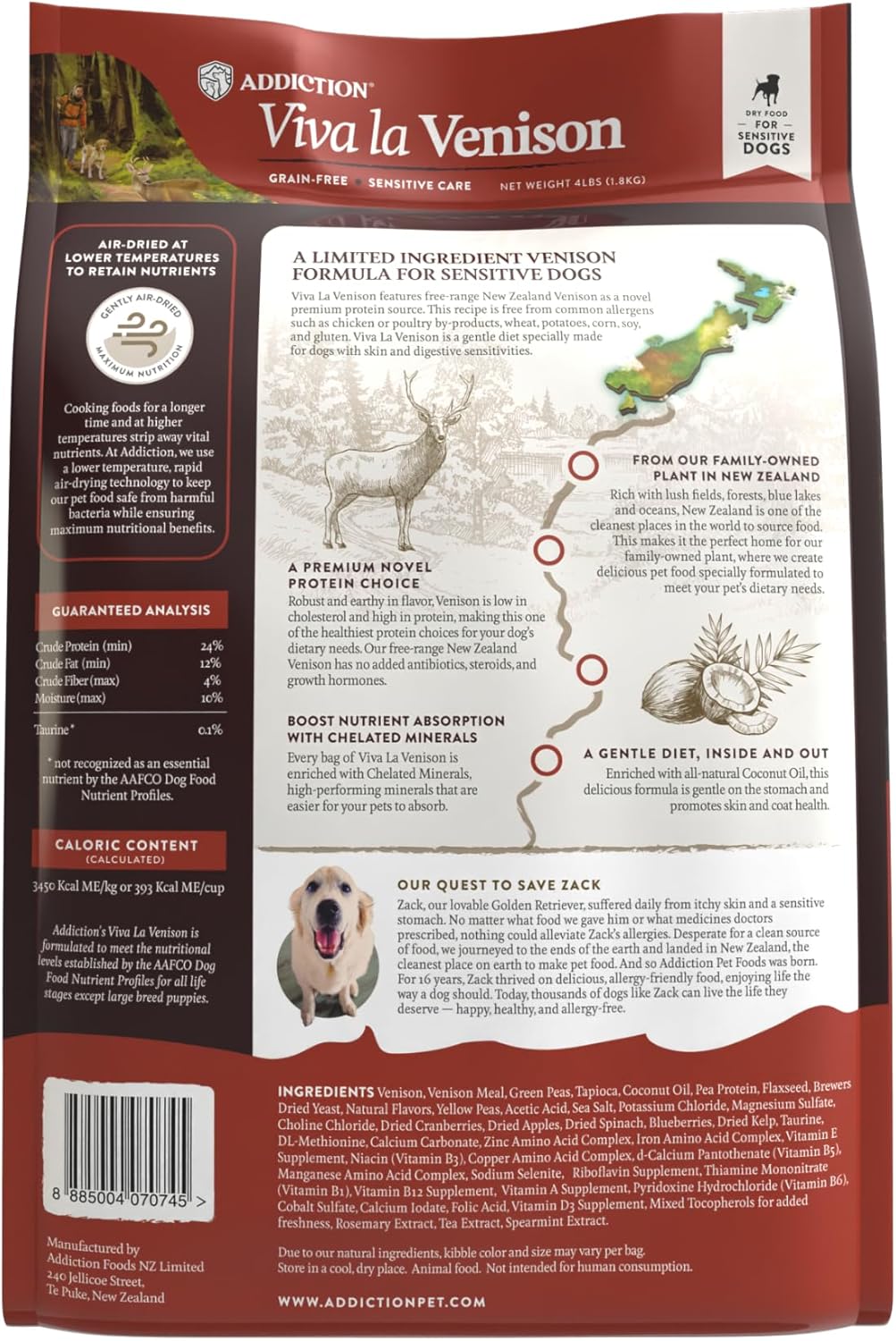 Addiction Viva La Venison Dry Dog Food - 4LBS