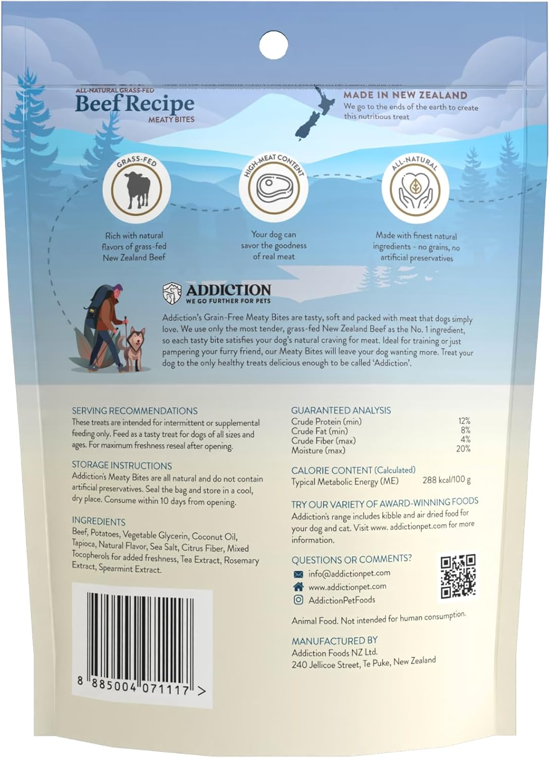 Addiction Meaty Bites Beef Recipe Dog Treats - 4OZ