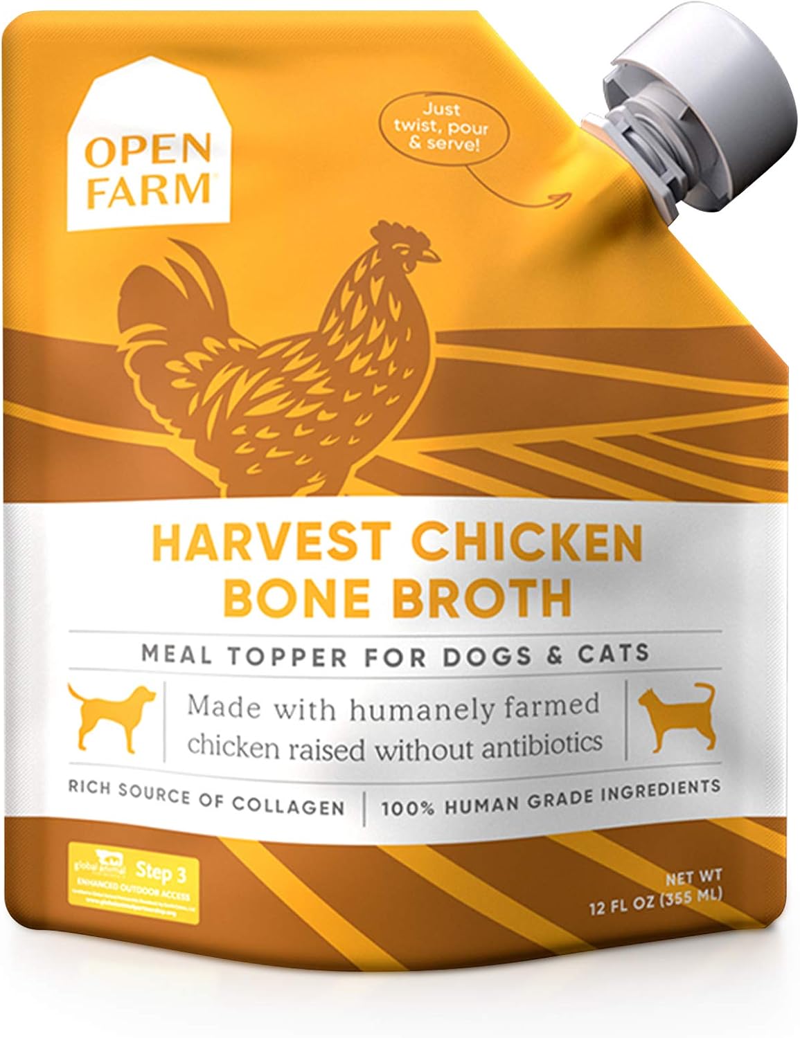 Open Farm Harvest Chicken Bone Broth Meal Topper for Dogs & Cats - 12OZ