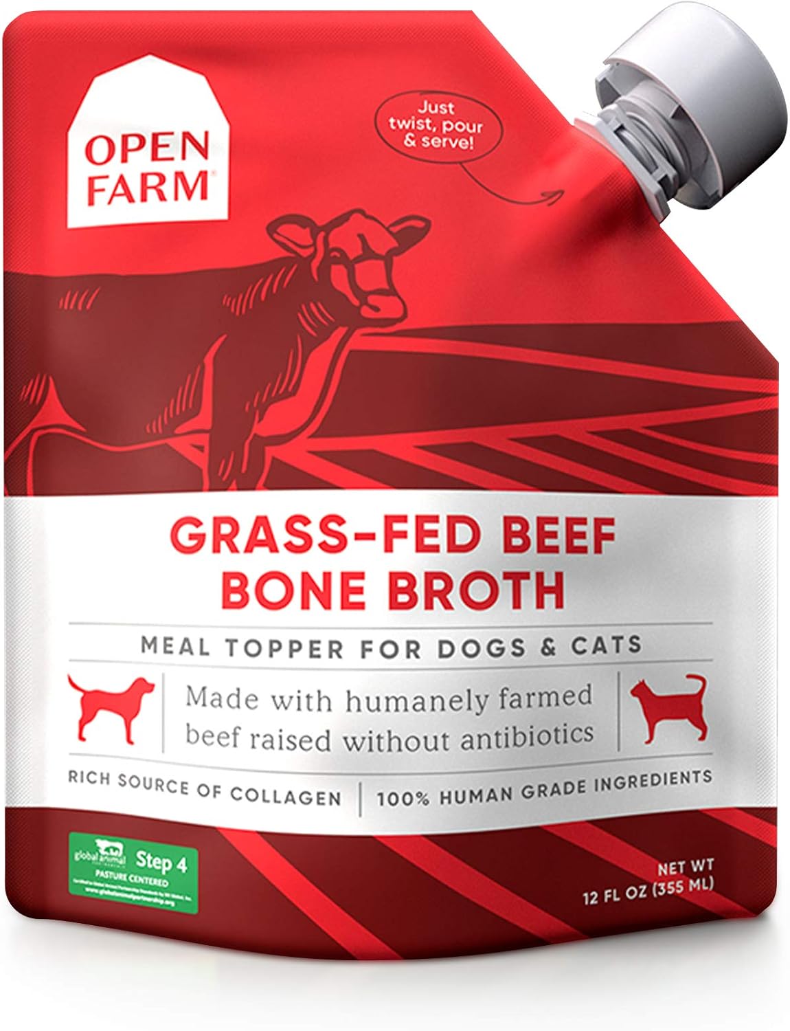 Open Farm Grass Fed Beef Bone Broth Meal Topper for Dogs & Cats - 12OZ