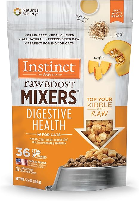 Instinct Freeze Dried Raw Boost Mixers Grain Free Digestive Health Recipe All Natural Cat Food Topper by Nature's Variety, 5.5 oz. Bag