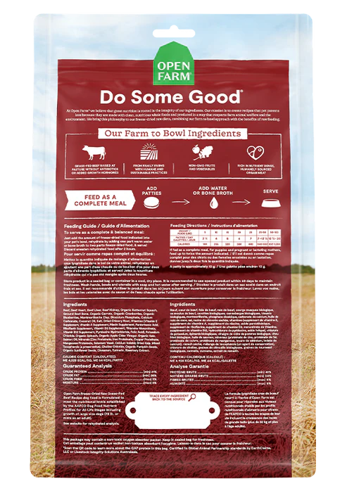 Open Farm Freeze Dried Raw Grass Fed Beef Patties Dry Dog Food 297G